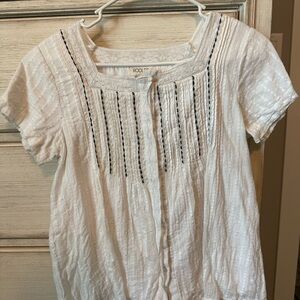 Roolee White Blouse with Black Embroidery